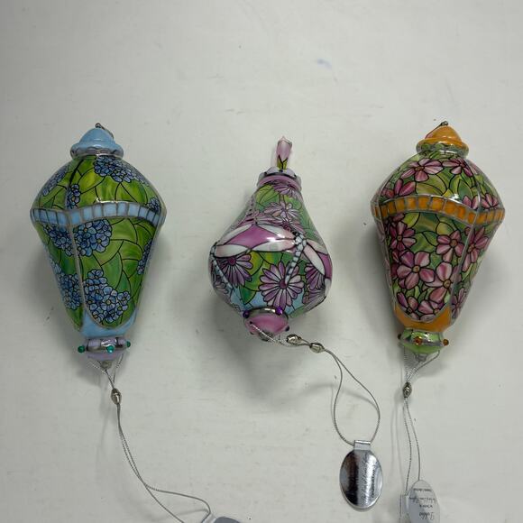 Bradford Editions Era of Louis Tiffany Heirloom Porcelain Ornaments #12 set of 3 - Picture 3 of 8